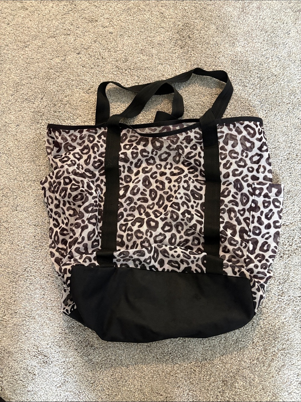 Bundle of 3 Target mesh black & leopard beach pool bag tote & 3 travel mesh bags - Picture 5 of 7